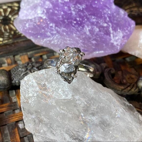 Meteorite Campo Del Cielo Solid Sterling Silver Ring Size 9 Natural Stone - Picture 7 of 10